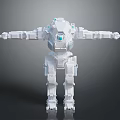 White Mechanical Robot Character With Blue Eyes And Outstretched Arms 3d model