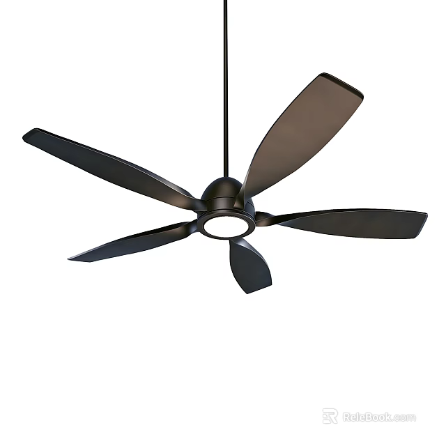 Efficient Air Conditioning Ceiling Fan With Modern Black Blades And Integrated Light For Home Cooling 3d model 