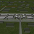 Aerial View Of Modern Industrial Factory With Multiple Buildings Greenery Wide Roads And Central Circular Structure