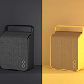 Modern Bluetooth Wireless Speakers with Black and Yellow Fabric Handle Design 3d model