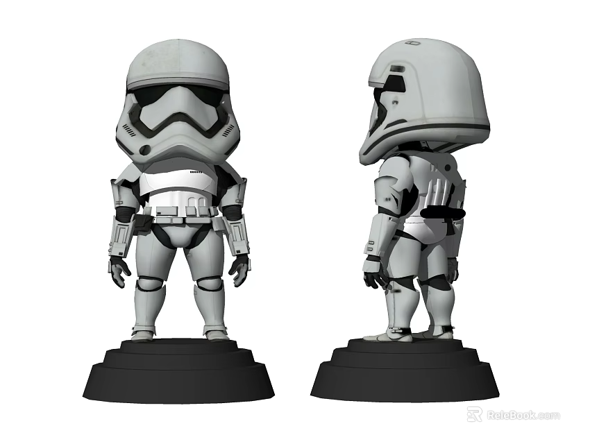 Stormtrooper Decorative Figure Set with Two Sides View and Black Base 3d model