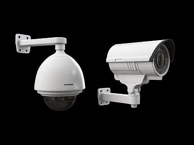 Projection Monitoring Security Cameras Dome And Bullet Types Wall Mounted Design 3d model