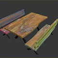 Rustic Wooden Dining Table With Matching Benches And Natural Wood Surface