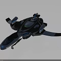 Futuristic Blue And Black Spaceship With Aerodynamic Design For Cosmic Exploration