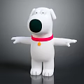 White Cartoon Dog Character With Red Collar Yellow Bell And Open Arms