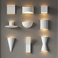 Modern Minimalist Wall Sconces With Various Shapes And White Design Mounted On Gray Wall