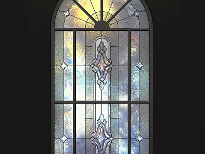 Artistic Stained Glass Window Design Featuring Intricate Patterns And Colorful Light Filtering Effects 3d model