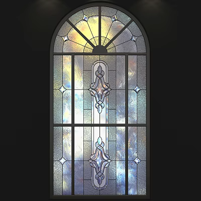 Artistic Stained Glass Window Design Featuring Intricate Patterns And Colorful Light Filtering Effects 3d model