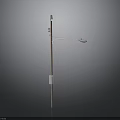Outdoor Street Light Pole With Curved Lamp Arm And Electrical Box