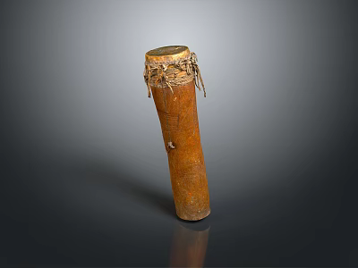 Traditional Cylindrical Household Storage Container With Textured Surface And Rope Trimmed Top 3d model