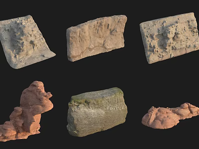 Rockery Stones With Various Natural Shapes And Textured Surfaces For Garden 3d model