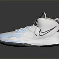 High Top Nike Sneakers in White and Light Blue with Logo Black Sole and Laces