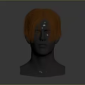 Realistic Human Head Model With Orange Hair And Visible Facial Organs