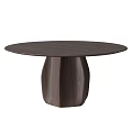 Elegant Round Wooden Dining Table With Unique Geometric Pedestal Base Design 3d model