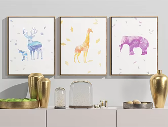 Nordic Animal Painting Small Fresh Hanging Painting 3d model