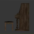 Eddie Reaire Wooden Piano With Golden Decor And Matching Stool