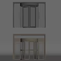Modern Revolving Door Design With Black And Gold Frames And Transparent Glass
