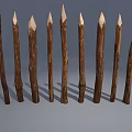 Handcrafted Wooden Sticks With Stone Tips Arranged In Row Featuring White Points