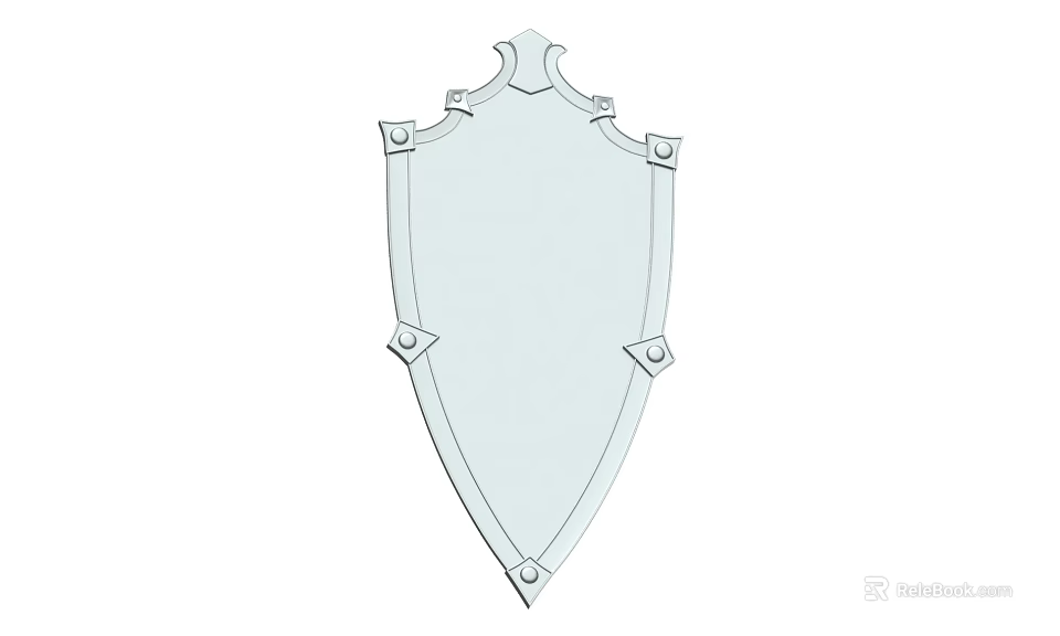 Medieval Style Decorative Metal Shield With Riveted Edges And Ornate Design 3d model 