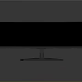 Curved Monitor Display Showing Snowy Winter Scene With Small House Evergreen Trees And Warm Lights