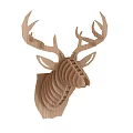 Wooden Deer Head Wall Hanging with Layered Design for Home Decor