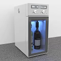Black Refrigerator Freezer With Transparent Glass Door Control Panel And Wine Bottles Inside 3d model