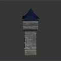Detailed 3D Castle Model With Blue Roofed Towers Stone Walls And Flags