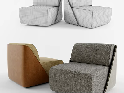 Modern Geometric Design Accent Chairs With Different Colors Fabric Upholstery For Living Room 3d model