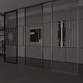 Modern Room Dividers With Grid Design And Circular Motifs In Black Gold White