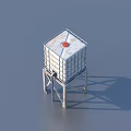 Industrial Equipment Square White Storage Tank With Red Top And Metal Frame