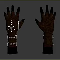 Stylish Brown Gloves With Black Fingertips And Decorative Studs For Daily Use