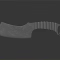 Carved Knife Sculpture with Intricate Blade Patterns and Textured Black Handle