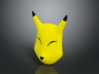 Game And Movie Character Yellow Head With Black Tipped Ears And Closed Eyes 3d model