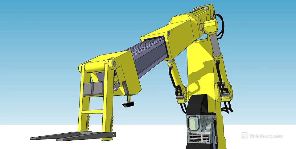 Yellow Functional Vehicle With Mechanical Arm Lifting Structure And Control Panel 3d model 