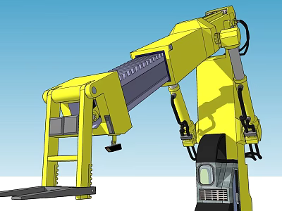 Yellow Functional Vehicle With Mechanical Arm Lifting Structure And Control Panel 3d model