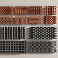 Various Orange And Black Grille Patterns With Different Grid Textures And Designs 3d model