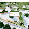 Modern Scenic Park Landscape With Curved Pathways Lush Greenery And People Enjoying