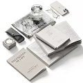 Ornamental Decor Set With Green Plants Books Glass Jar Candle And Notebook For Home Decor