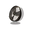 Tabletop Air Cooler Fan With Black Frame White Base Rotating Blades And Grill Design
