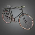 Vintage Style Bicycle With Metal Frame Rear Rack And Brown Tires