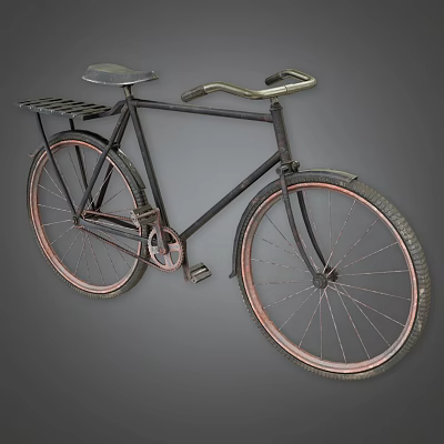 Vintage Style Bicycle With Metal Frame Rear Rack And Brown Tires 3d model