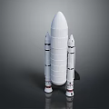 Detailed Space Rocket Model with White Main Body and Red Base Boosters 3d model