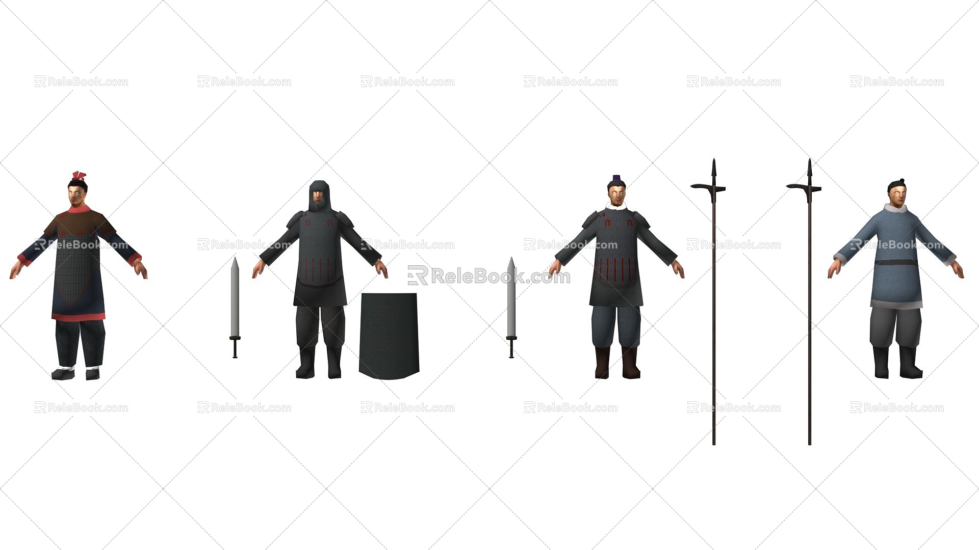 Low-face Qin soldiers 3d model