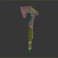 Green Handle Metal Axe Tool With Modern Design And Functional Features 3d model