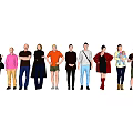 Multiplayer Crowd Character Combination Multiplayer Combination Character Human Model Dummy Low Poly Character Professional Male Human 3d model