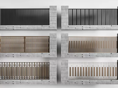 Building Facade Design Featuring Various Metal Grilles And Concrete Structures 3d model