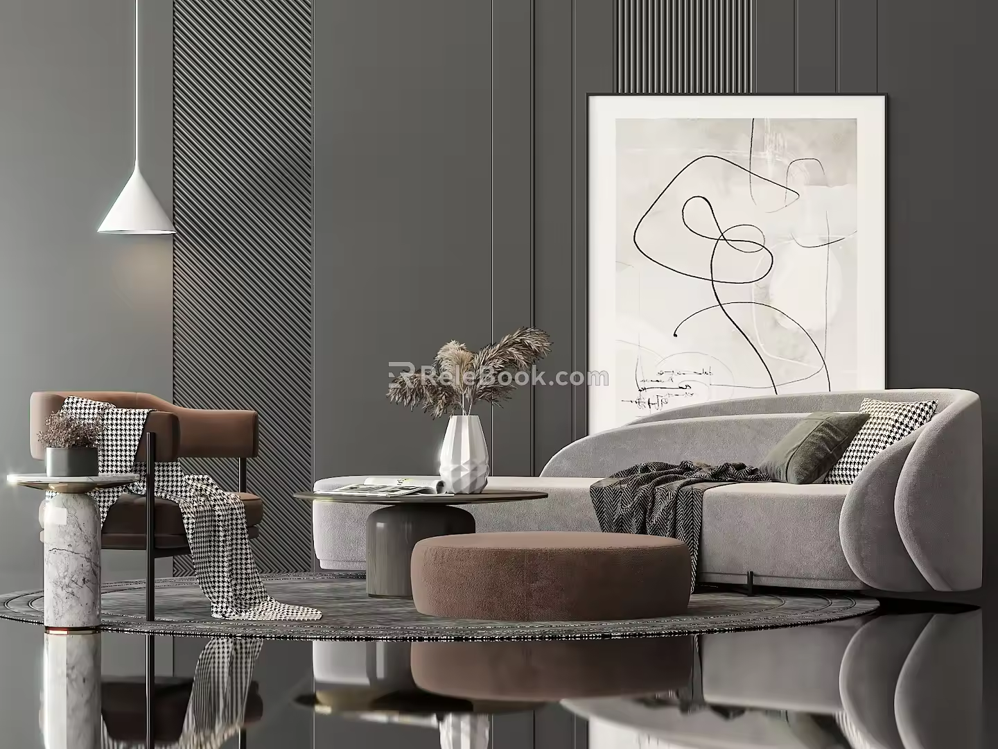 Sofa coffee table combination 3d model