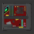 Transparent Computer Case With Illuminated RGB Fans And Internal Hardware Components