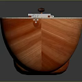 Traditional Red Wooden Sitar With Strings And Curved Body Design Details