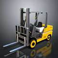 Yellow Heavy Duty Industrial Forklift With Front Forks And Cab